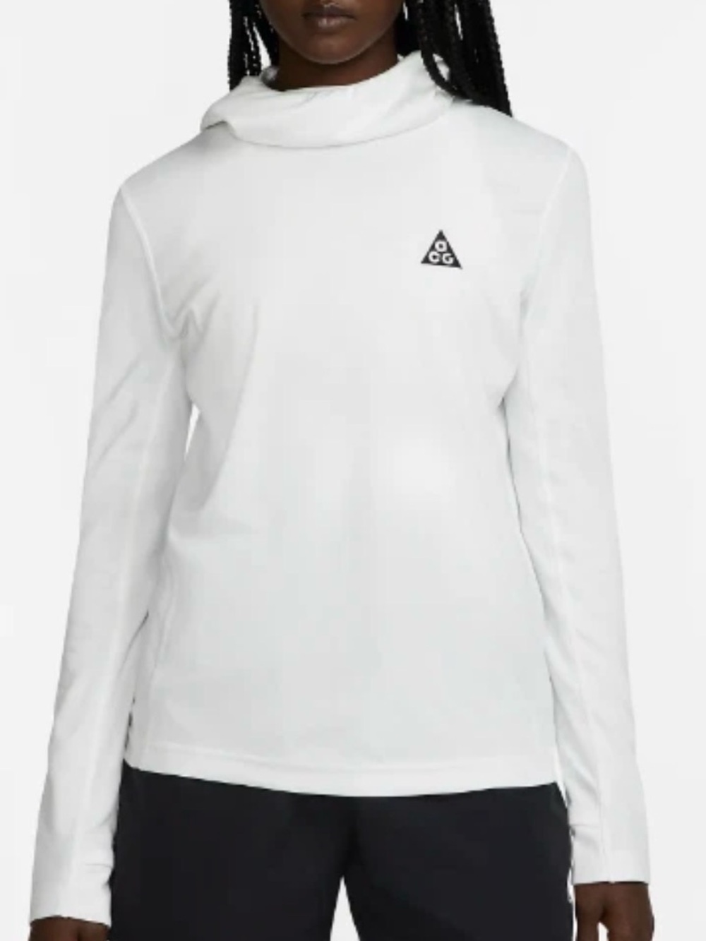 Nike ACG White Long-Sleeve Funnel Neck Top with Small Logo